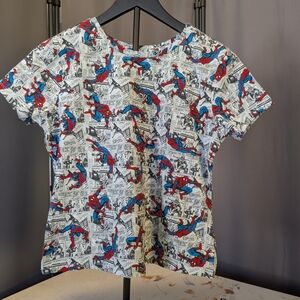 Marvel Spider-Man Comic Print Crop Top - Red and Blue Women's